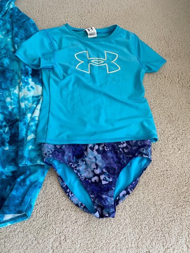 Girls Swimsuit Lot of 5 Sz 10/12 and 12 Plus 1 Cover Up Disney Under Armour NICE - Picture 6 of 12