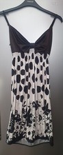 Black & White Womens Strappy Fit & Flare Dress Bow Front Spotty Floral Print M/L