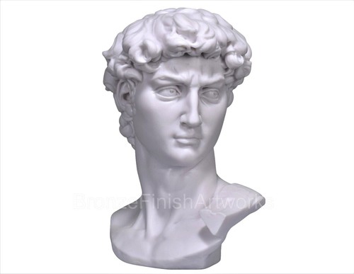 David Michelangelo Head Bust Greek Cast Marble Sculpture Statue Copy - Picture 2 of 6