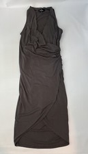 LULUS XL Faux Wrap, Gathered sides, bodycon Maxi Dress, gray, Stretch Womens