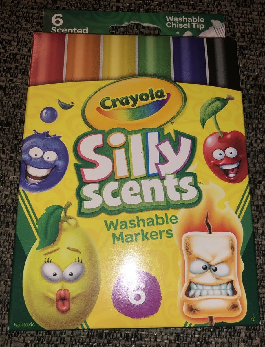 6 Crayola Silly Scents Wedge Tip Washable Markers 071662081973