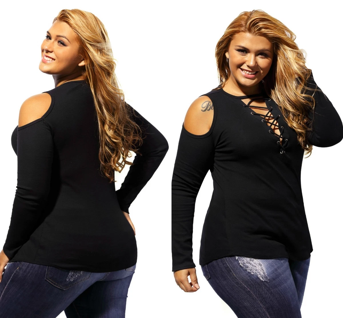 Long sleeve shirt cheap with shoulder cut out