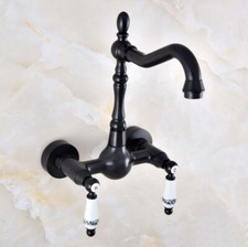 Black Oil Rubbed Brass Kitchen Faucet Bathroom Sink Mixer Tap Wall Mount snf861