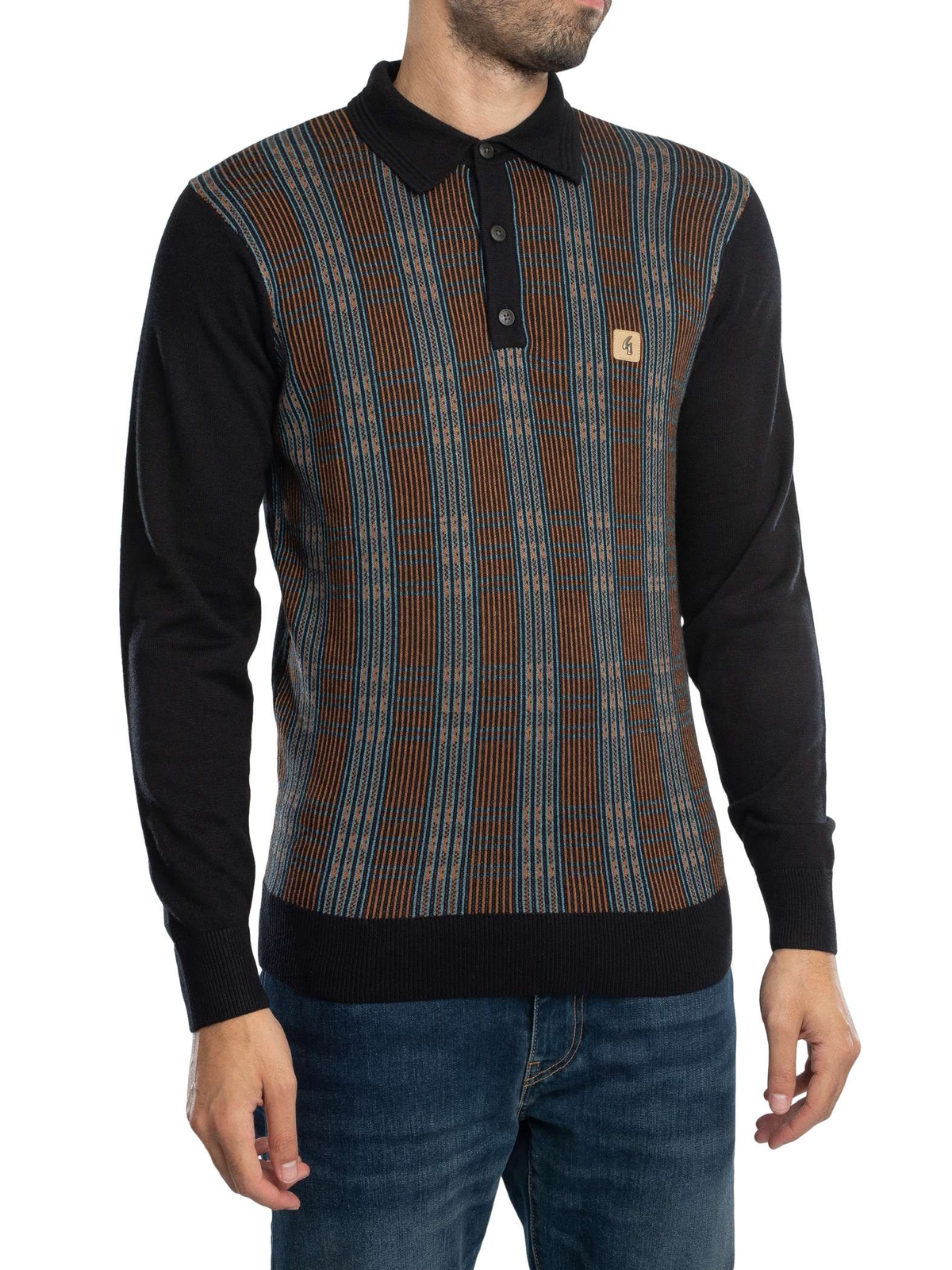 Мужская рубашка поло Dalston с длинными рукавами от Gabicci черная 9890₽