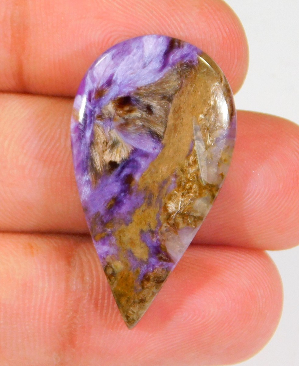 Natural Charoite Pear Cabochon Jewelry Making Gemstone 31x17x4 mm  CA=0319