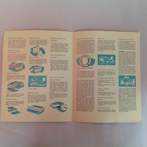 Vtg 1950's RCA Whirlpool Cycle-Defrost Refrigerator-Freezer Use and Care Guide - Afbeelding 2 van 6