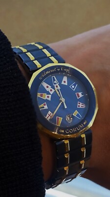 Corum - Admiral's Cup 18K Gold, Blue Enamel & S/Steel Quartz