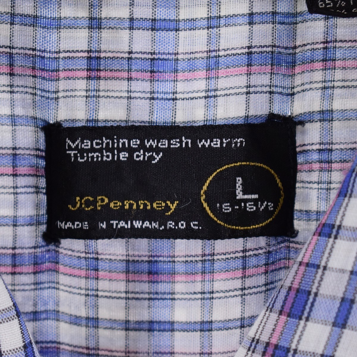 70'S JCPenney short sleeve check shirt men's XL vintage