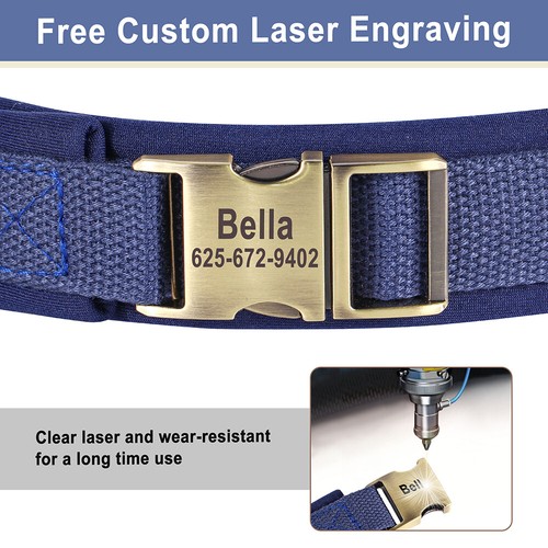 Nylon Personalised Dog Collar Custom Name Phone Number Adjustable Pet Collars - Picture 62 of 84