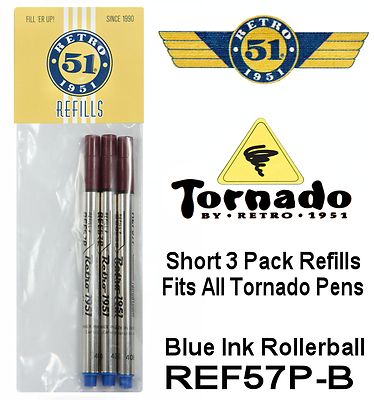 Retro 51 #REF57P-B Blue Ink Tornado Rollerball Refills
