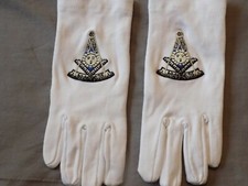 Masonic Past Master with Square Cotton Gloves Black Silver Blue Ceremonial NEW