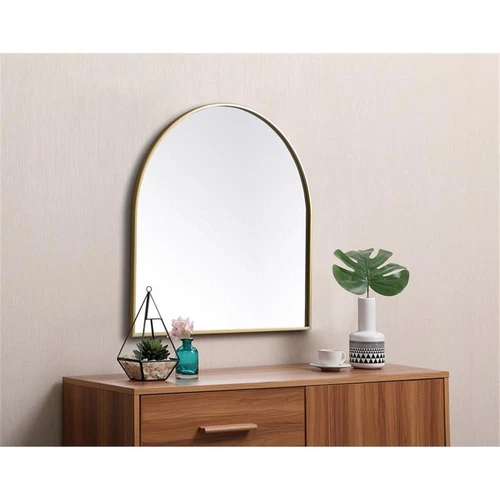 Elegant Decor Ayra 30x30" Arch Modern MDF Wood/Iron Mirror in Brass - Picture 8 of 9