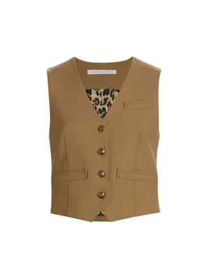 NEW Veronica Beard Bennett Wool-Blend Vest in Camel size 10 #SJ189