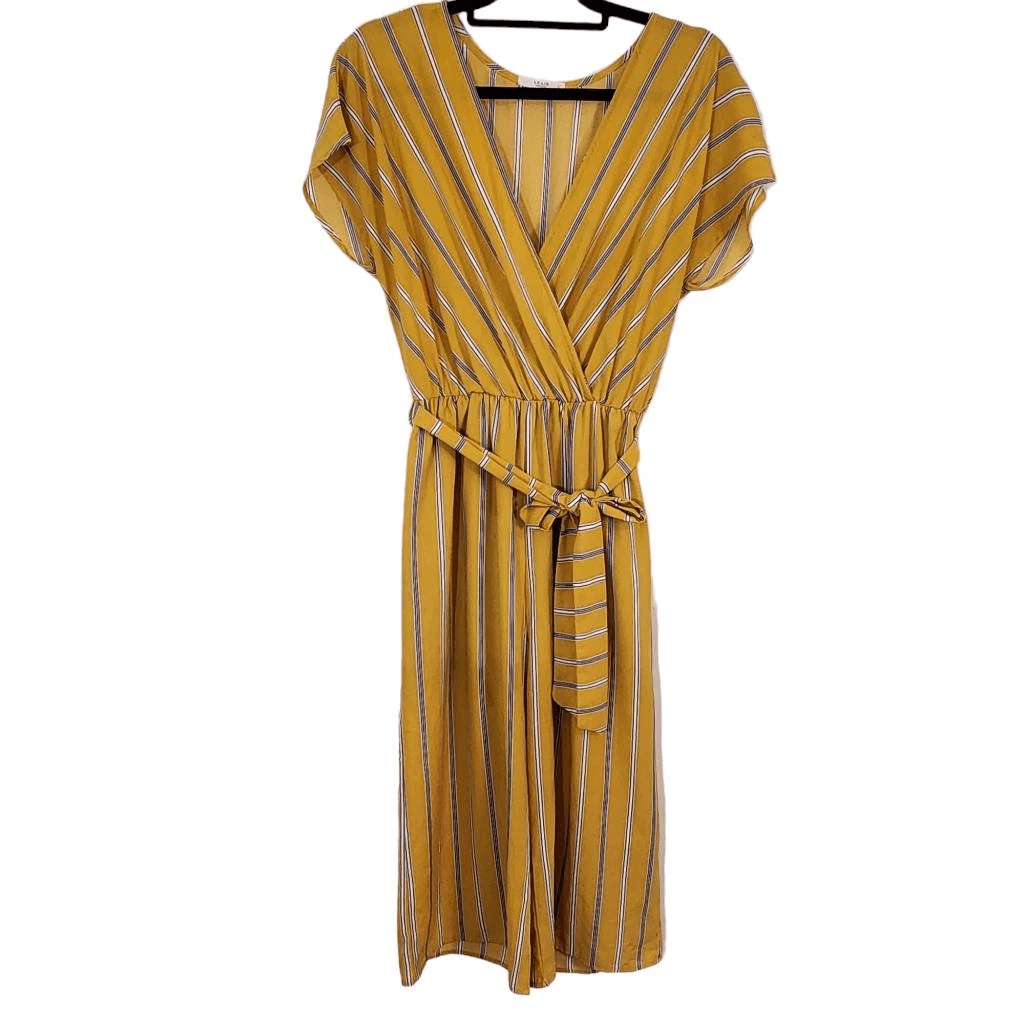 Le Lis Yellow Striped Jumpsuit Size Medium eBay