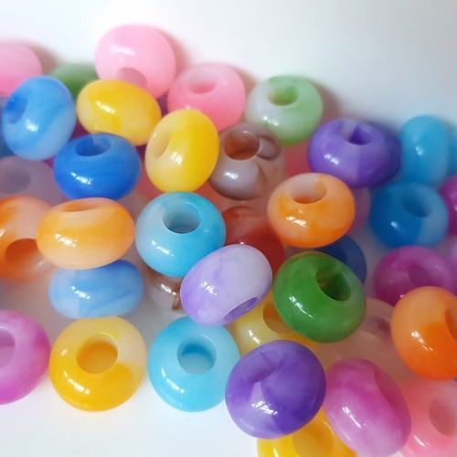 Large Big Hole x15 Acrylic European Donut Beads For Jewellery Making 14x9mm - Picture 22 of 25