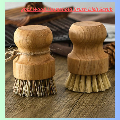 (2 Stück Holz Haushaltsbürste Geschirr Peeling leichte Reinigung Küche kurzer Griff)