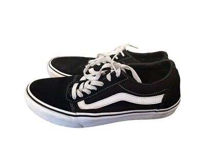 Vans Mens Old Skool Sneakers Shoes Black Canvas Suede Lace Up Size