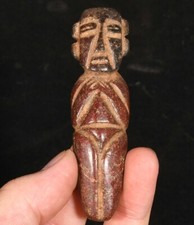 3.4''Chinese Hongshan Culture Old Jade Carving  People Person Amulet Pendant