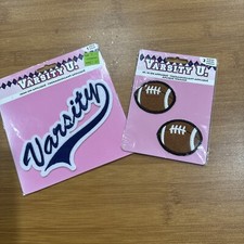 Football And Varsity Spell Out Blue Iron On Patch Varsity You