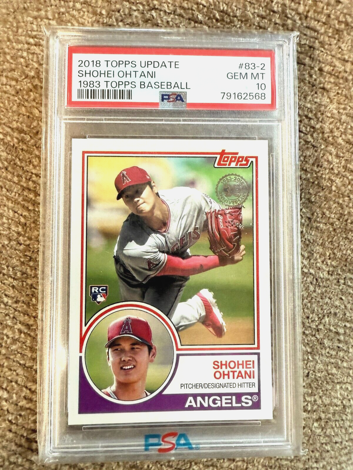 2018 TOPPS UPDATE SHONEI OHTANI 1983 TOPPS BASEBALL CARD GEM MINT #10