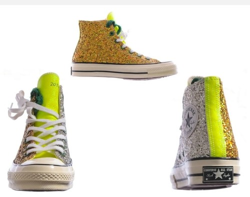 Sz 8.5M 10.5W - Converse Chuck 70 High x J.W. Anderson Glitter Pack Gold Silver - Picture 2 of 8