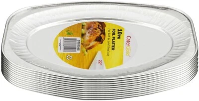 CATERGOLD 10PK Oval Foil Tray 22" Aluminium Platter Catering Serving Party Food BBQ