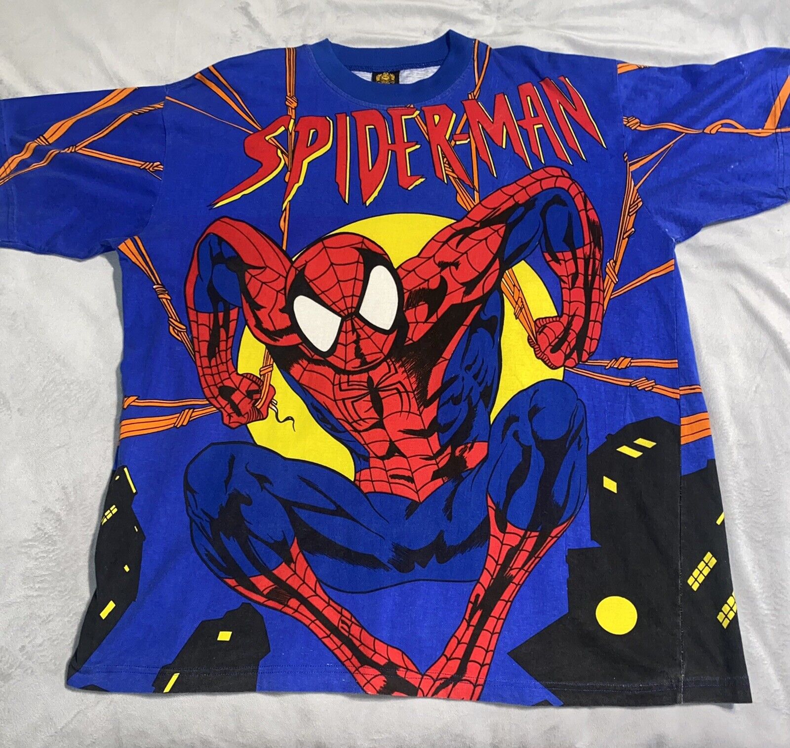 Vintage Marvel Comic Images  AOP Spiderman Shirt … - image 1