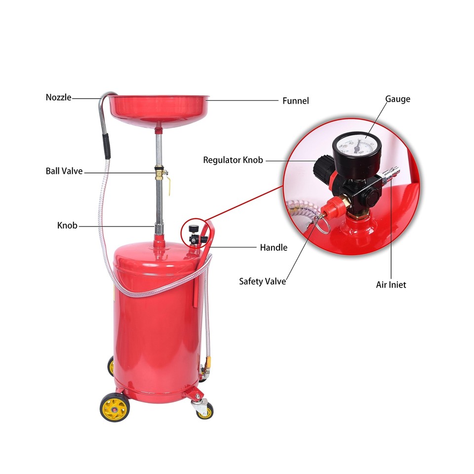 Aain 20 Gallon Portable Oil Lift Drain with Oil Pan Funnel for Changing