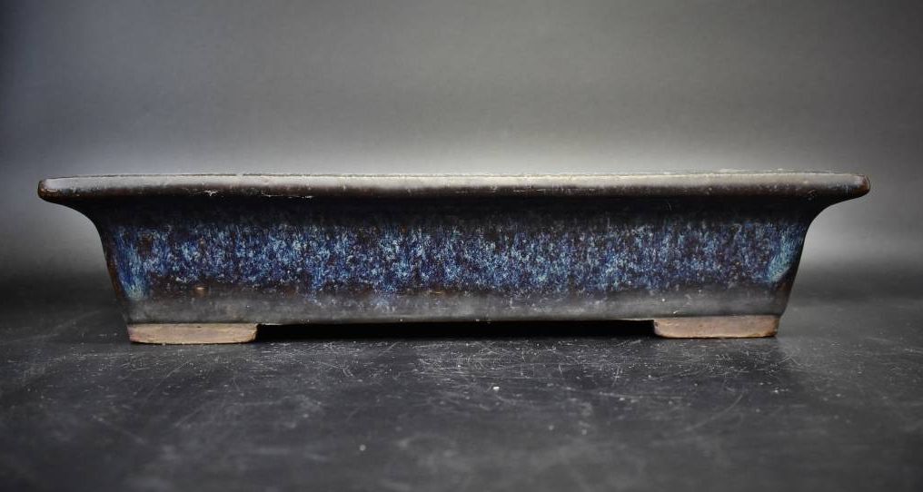 Antique Chinese bonsai pot KOWATARI NAMAKOblue glazed Rectangular