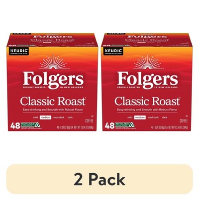 (2 Pack) Folgers Classic Roast Medium Roast K Cup Pods 48 Count