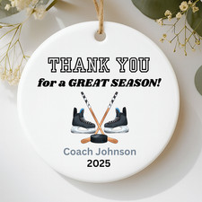Personalized Hockey Coach Thank You Ornament Custom Name Team Gift Season