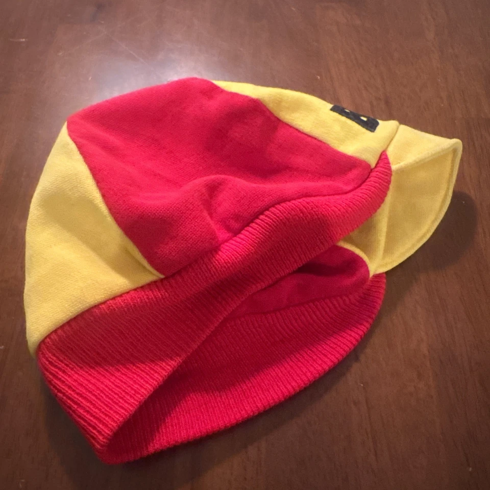 Vintage E.G. Gorra de ciclismo estilo lana Bates roja/amarilla Foto 2 de 4