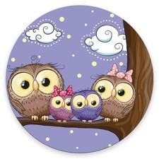 Mouse Pad, Cute Mousepad with Design, Round Owls Family Mat, Small Non-Slip R...