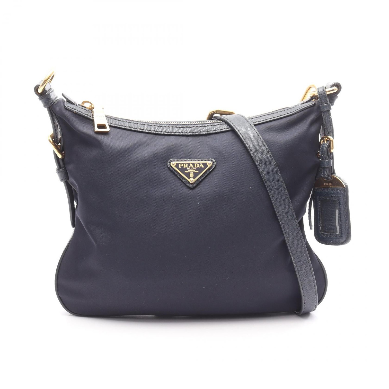 Prada Tessuto Saffiano Leather Nylon Shoulder Bag with Strap