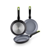 Monix Eco Nature | Bratpfannenset 18-22-26 Cm, Recyceltes Geschmiedetes Aluminiu