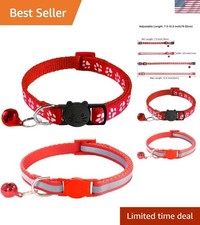 2 Pack Adjustable Cat Collars: Reflective Claw Print - Safety Breakaway Design