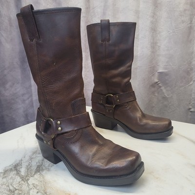Genuine Leather Classic Square Toe Harness Biker Moto Boots Mossimo Size 8 Women