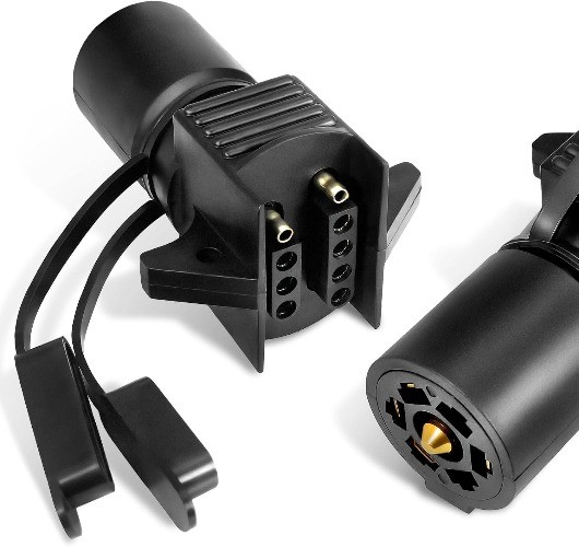 7-Pin to 4-Pin Trailer Adapter Plug, Weatherproof Connector for Color: black-3