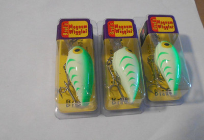 Lot of 3 Brad's Magnum Wiggler Glows Salmon-Steelhead Fishing  NIP Lot # 3