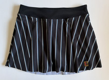 Nike Women's Size M Black Striped Dri-Fit Short Tennis Skort Raw Hem EUC