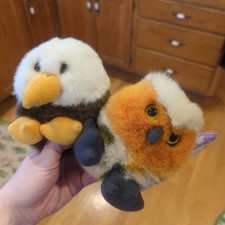 SWIBCO Vintage Puffkins 6777 HOOTER Orange Owl  Eagle lot Round Beanie plush