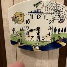 ANTIQUE ENAMEL CLOCK FACE CHILDREN NURSERY RHYME GERMAN