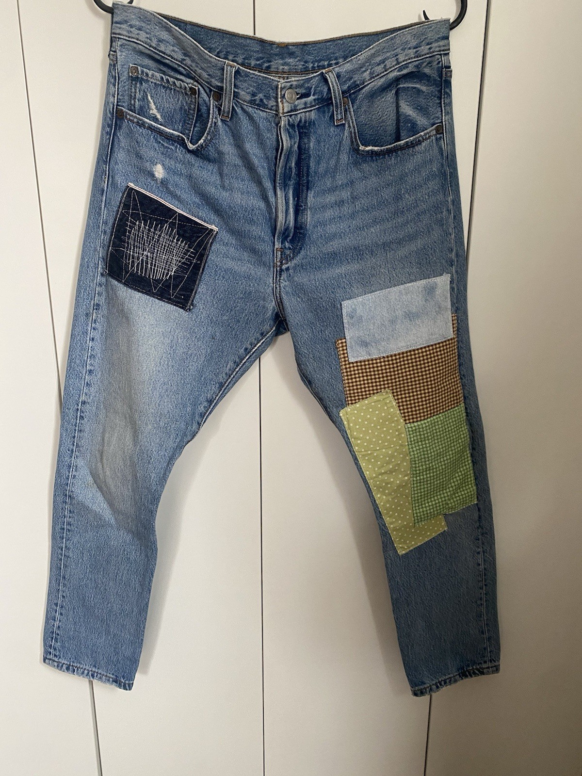 Levi's Premium Patchwork Distressed Straight Blue… - image 1