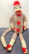 Sock Monkey Doll 20" Stuffed Plush Vintage Retro Animal Classic Toy