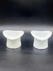 2 piece Fenton White Milk Glass Top Hat Vase Daisy Button Design Vintage 1960s