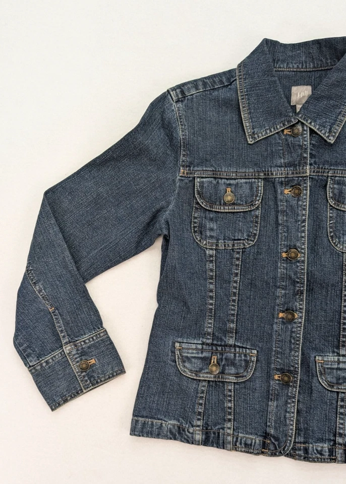 Chaqueta para mujer J.Jill talla S azul vaquero manga larga abotonada lavado oscuro Foto 4 de 4