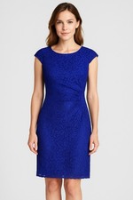 Tahari ASL Luxury   Petite Sz- 4P  Royal Blue Lace Sheath Dress Elegant Cocktail