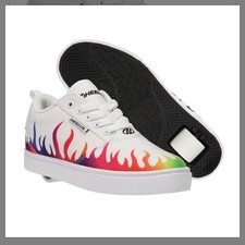 NIB Original Heelys Wheeled Shoe Skates Pro 20 Prints Rainbow Flame Sz 9
