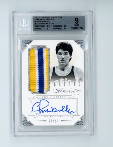 2012-13 Panini Flawless Chris Mullin #24 Greats Patch Auto /25 BGS 9/10 MINT
