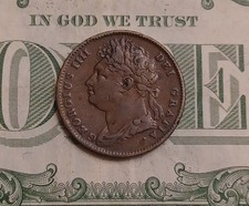 1826 Great Britain Half Penny Coin Great Details For Age With No Corrosion